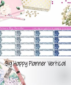 Glitter Labels 1.95 inch Width Quarter Boxes 054 for Big Happy Planner Vertical Planner Stickers