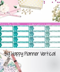 Glitter Labels 1.95 inch Width Quarter Boxes 056 for Big Happy Planner Vertical Planner Stickers