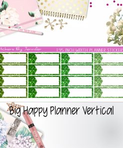 Glitter Labels 1.95 inch Width Quarter Boxes 059 for Big Happy Planner Vertical Planner Stickers