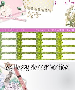 Glitter Labels 1.95 inch Width Quarter Boxes 060 for Big Happy Planner Vertical Planner Stickers