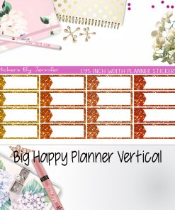 Glitter Labels 1.95 inch Width Quarter Boxes 062 for Big Happy Planner Vertical Planner Stickers