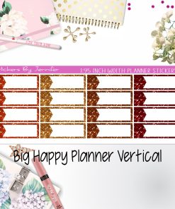 Glitter Labels 1.95 inch Width Quarter Boxes 063 for Big Happy Planner Vertical Planner Stickers