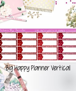 Glitter Labels 1.95 inch Width Quarter Boxes 064 for Big Happy Planner Vertical Planner Stickers