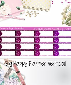 Glitter Labels 1.95 inch Width Quarter Boxes 066 for Big Happy Planner Vertical Planner Stickers