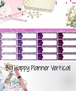 Glitter Labels 1.95 inch Width Quarter Boxes 067 for Big Happy Planner Vertical Planner Stickers
