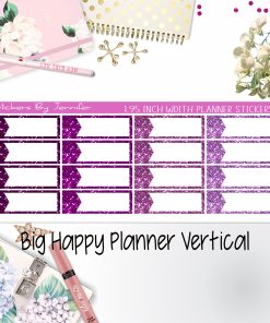 Glitter Labels 1.95 inch Width Quarter Boxes 068 for Big Happy Planner Vertical Planner Stickers