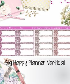 Glitter Labels 1.95 inch Width Quarter Boxes 070 for Big Happy Planner Vertical Planner Stickers