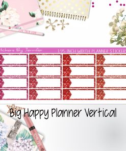 Glitter Labels 1.95 inch Width Quarter Boxes 071 for Big Happy Planner Vertical Planner Stickers