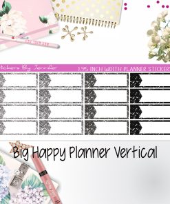 Glitter Labels 1.95 inch Width Quarter Boxes 075 for Big Happy Planner Vertical Planner Stickers