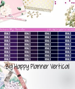 Goals Headers 1.95 inch Width 127 for Big Happy Planner Vertical Planner Stickers