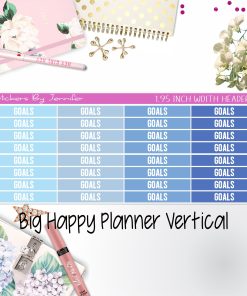 Goals Headers 1.95 inch Width 129 for Big Happy Planner Vertical Planner Stickers