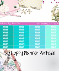 Goals Headers 1.95 inch Width 131 for Big Happy Planner Vertical Planner Stickers