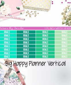 Goals Headers 1.95 inch Width 132 for Big Happy Planner Vertical Planner Stickers