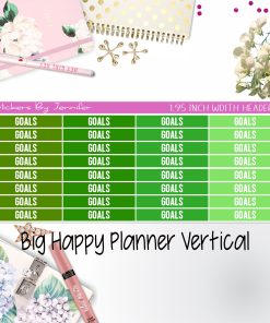 Goals Headers 1.95 inch Width 134 for Big Happy Planner Vertical Planner Stickers