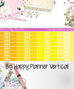 Goals Headers 1.95 inch Width 136 for Big Happy Planner Vertical Planner Stickers