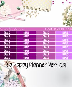Goals Headers 1.95 inch Width 143 for Big Happy Planner Vertical Planner Stickers