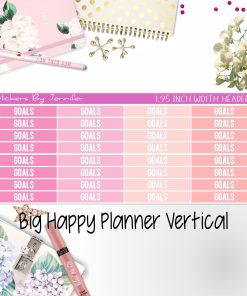 Goals Headers 1.95 inch Width 145 for Big Happy Planner Vertical Planner Stickers