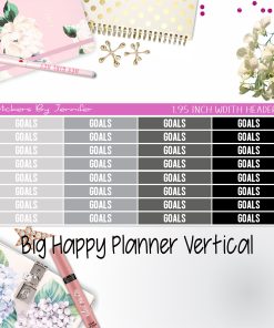 Goals Headers 1.95 inch Width 150 for Big Happy Planner Vertical Planner Stickers