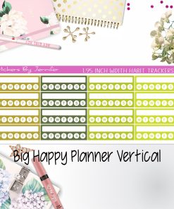 Habit Trackers 1.95 inch Width Quarter Box Labels 027 for Big Happy Planner Vertical Planner Stickers