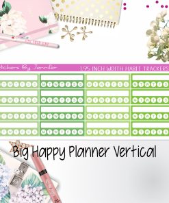 Habit Trackers 1.95 inch Width Quarter Box Labels 029 for Big Happy Planner Vertical Planner Stickers