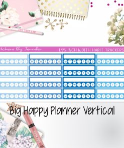 Habit Trackers 1.95 inch Width Quarter Box Labels 034 for Big Happy Planner Vertical Planner Stickers