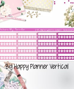Habit Trackers 1.95 inch Width Quarter Box Labels 040 for Big Happy Planner Vertical Planner Stickers