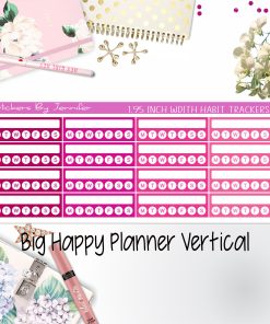 Habit Trackers 1.95 inch Width Quarter Box Labels 041 for Big Happy Planner Vertical Planner Stickers