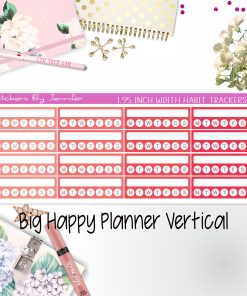 Habit Trackers 1.95 inch Width Quarter Box Labels 043 for Big Happy Planner Vertical Planner Stickers