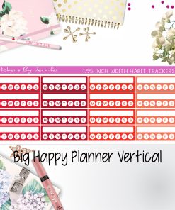 Habit Trackers 1.95 inch Width Quarter Box Labels 044 for Big Happy Planner Vertical Planner Stickers