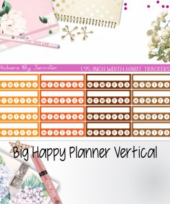 Habit Trackers 1.95 inch Width Quarter Box Labels 046 for Big Happy Planner Vertical Planner Stickers
