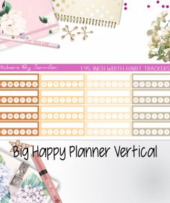 Habit Trackers 1.95 inch Width Quarter Box Labels 047 for Big Happy Planner Vertical Planner Stickers