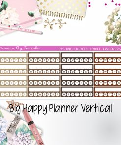 Habit Trackers 1.95 inch Width Quarter Box Labels 048 for Big Happy Planner Vertical Planner Stickers
