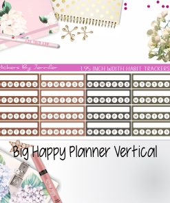 Habit Trackers 1.95 inch Width Quarter Box Labels 049 for Big Happy Planner Vertical Planner Stickers