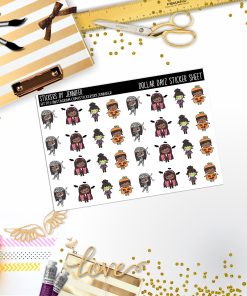 Halloween Character Girl Mini DD026, Planner Stickers, Bullet Journal, Functional Planner Stickers, Stationary Stickers