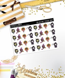 Halloween Character Girl Mini DD027, Planner Stickers, Bullet Journal, Functional Planner Stickers, Stationary Stickers
