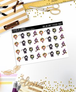 Halloween Character Girl Mini DD037, Planner Stickers, Bullet Journal, Functional Planner Stickers, Stationary Stickers