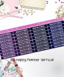 Health/Fitness Headers 1.95 inch Width 727 for Big Happy Planner Vertical Planner Stickers