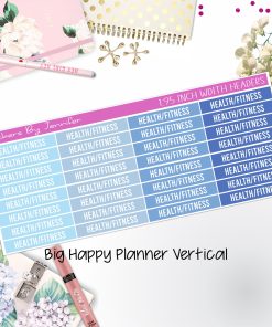 Health/Fitness Headers 1.95 inch Width 729 for Big Happy Planner Vertical Planner Stickers