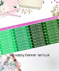 Health/Fitness Headers 1.95 inch Width 733 for Big Happy Planner Vertical Planner Stickers