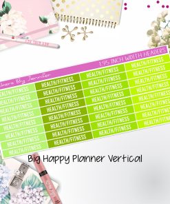 Health/Fitness Headers 1.95 inch Width 735 for Big Happy Planner Vertical Planner Stickers