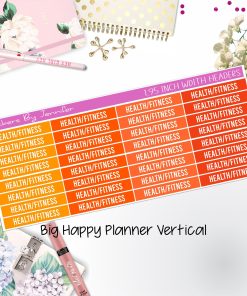 Health/Fitness Headers 1.95 inch Width 737 for Big Happy Planner Vertical Planner Stickers