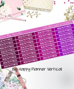 Health/Fitness Headers 1.95 inch Width 741 for Big Happy Planner Vertical Planner Stickers