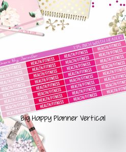Health/Fitness Headers 1.95 inch Width 744 for Big Happy Planner Vertical Planner Stickers