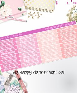 Health/Fitness Headers 1.95 inch Width 745 for Big Happy Planner Vertical Planner Stickers