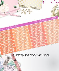 Health/Fitness Headers 1.95 inch Width 747 for Big Happy Planner Vertical Planner Stickers