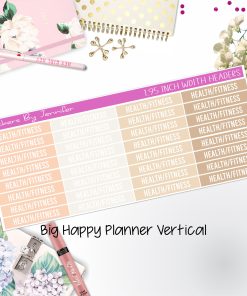 Health/Fitness Headers 1.95 inch Width 749 for Big Happy Planner Vertical Planner Stickers
