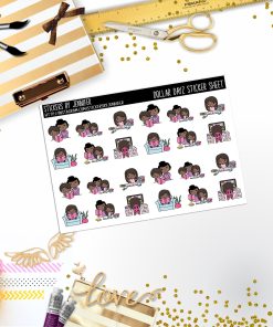 Homeschool Character Girl Mini DD052, Planner Stickers, Bullet Journal, Functional Planner Stickers, Stationary Stickers