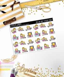 Homeschool Character Girl Mini DD053, Planner Stickers, Bullet Journal, Functional Planner Stickers, Stationary Stickers