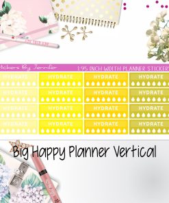 Hydrate Labels 1.95 inch Width Quarter Boxes 276 for Big Happy Planner Vertical Planner Stickers