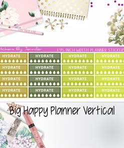 Hydrate Labels 1.95 inch Width Quarter Boxes 277 for Big Happy Planner Vertical Planner Stickers